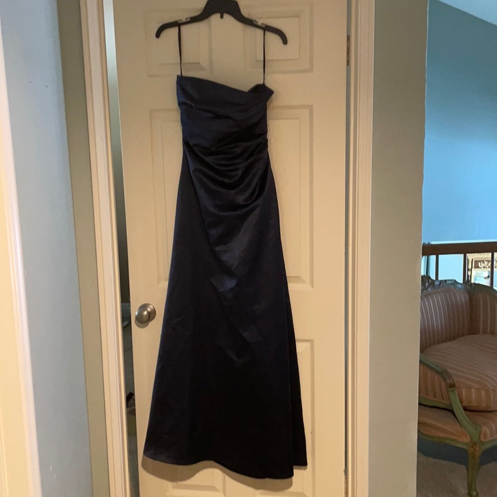Vera Wang Satin Navy Blue Dress